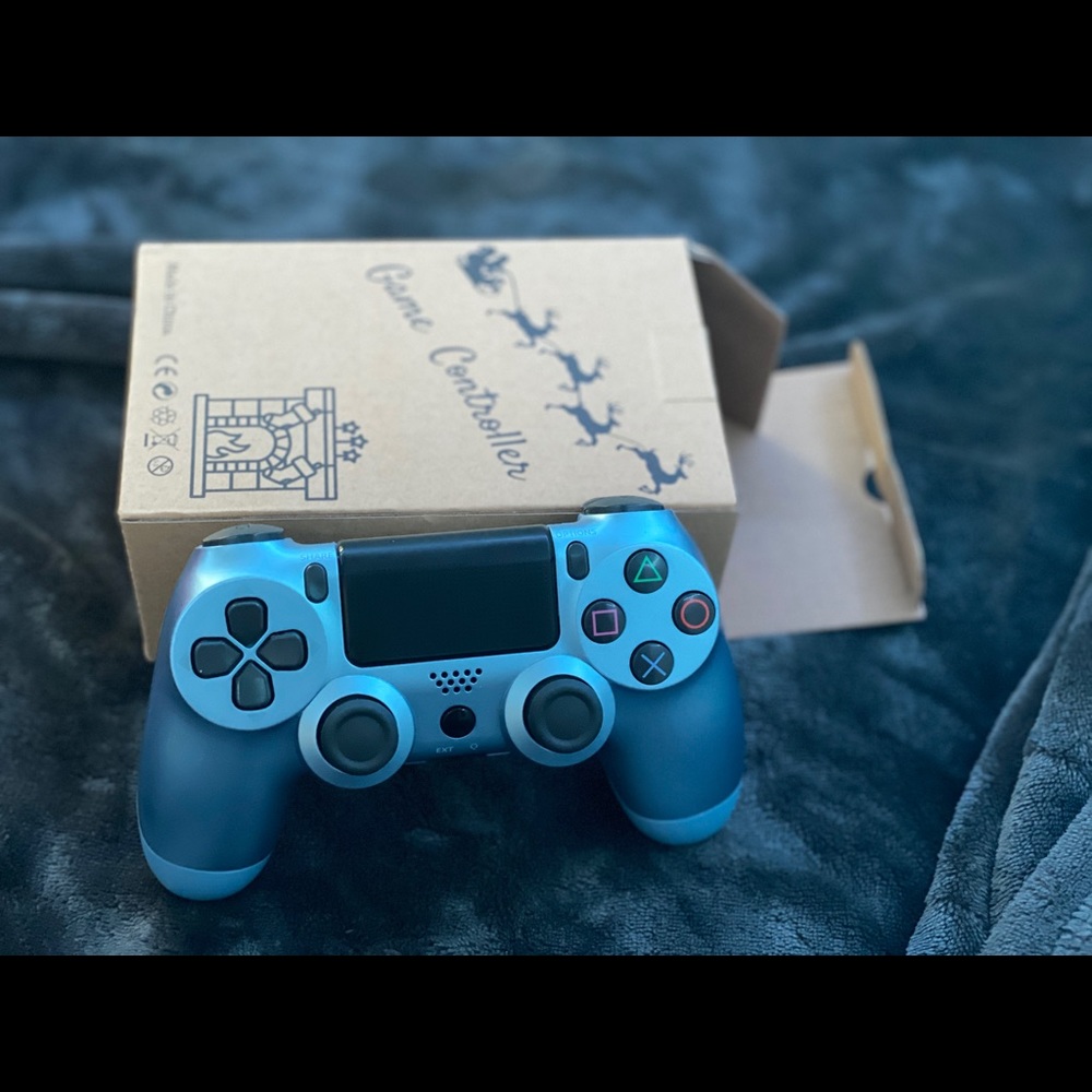 PS4 frosted blue, custom controller.